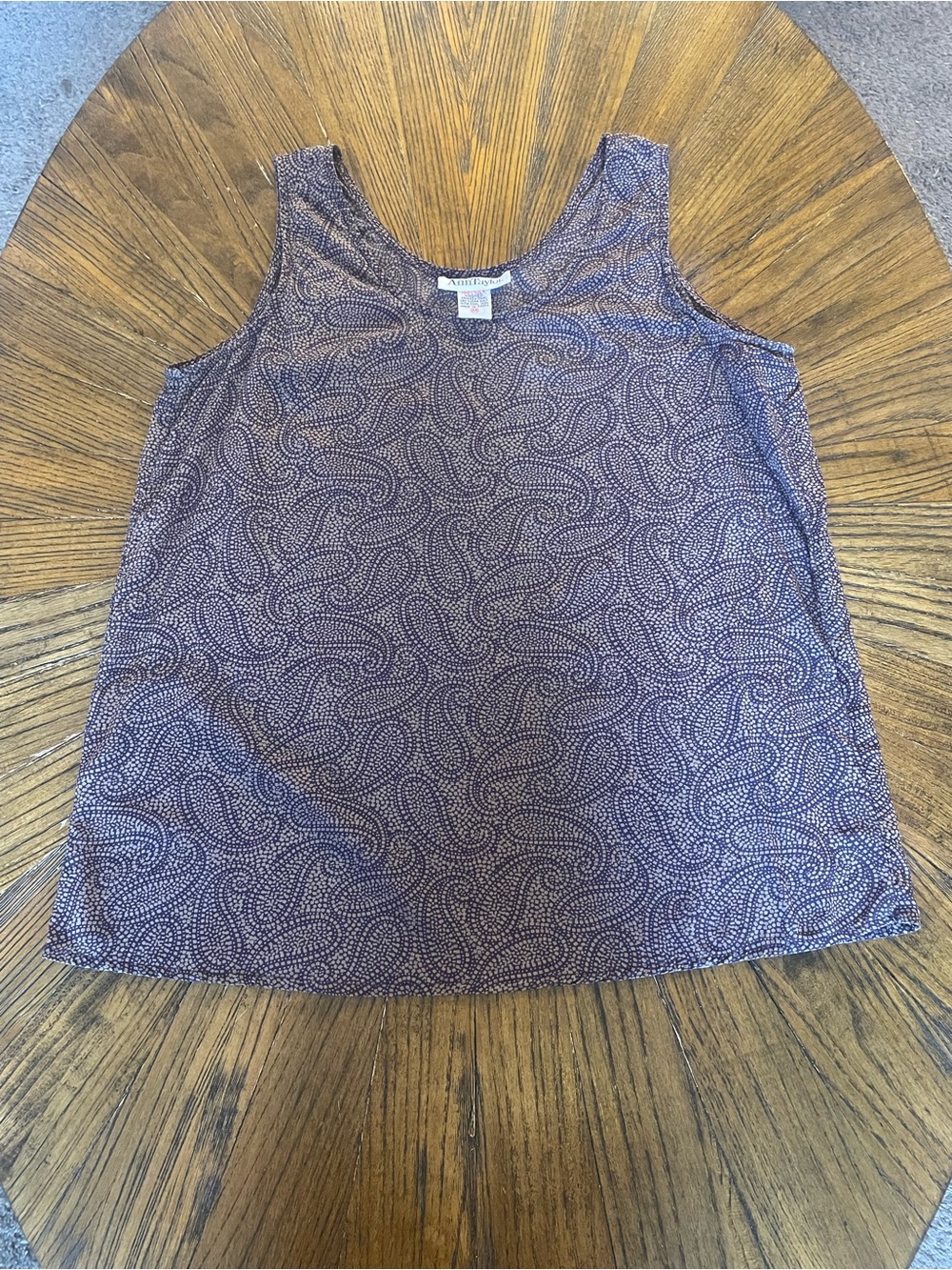 Vintage Ann Taylor 100% Silk Plum Paisley Scoop Neck Tank